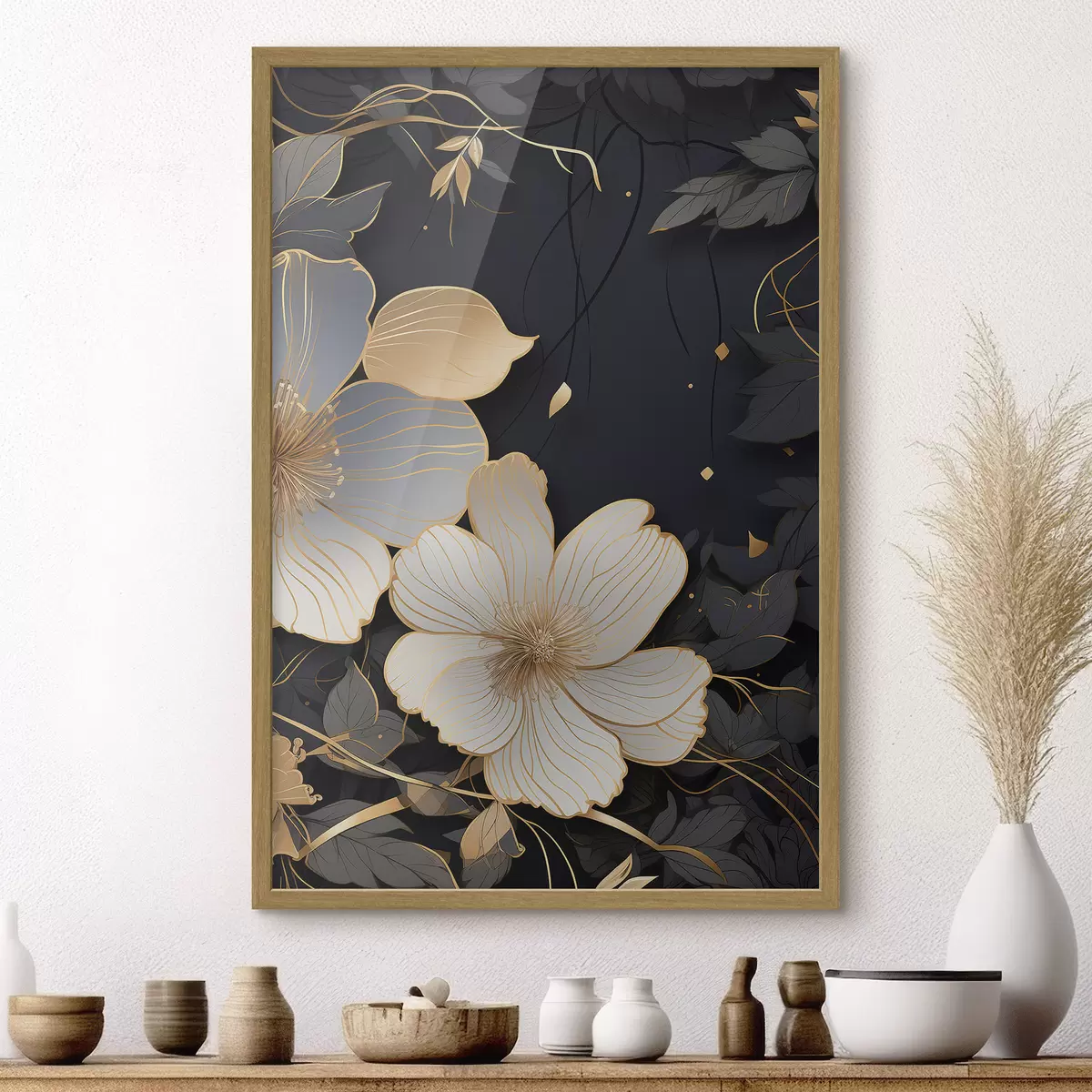 Poster Flores grandes sobre fondo oscuro f46885