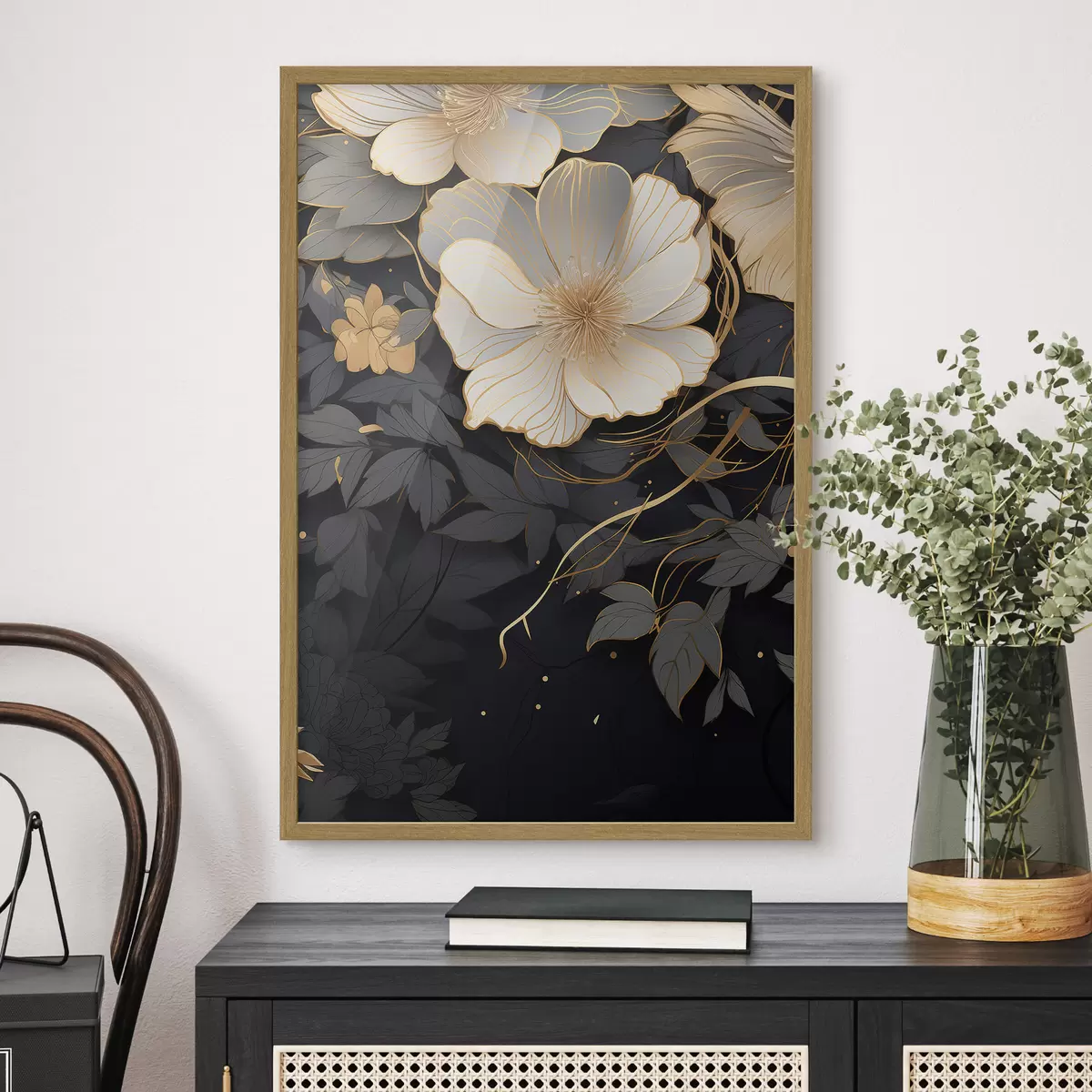 Poster Flores abstractas sobre fondo oscuro f46886