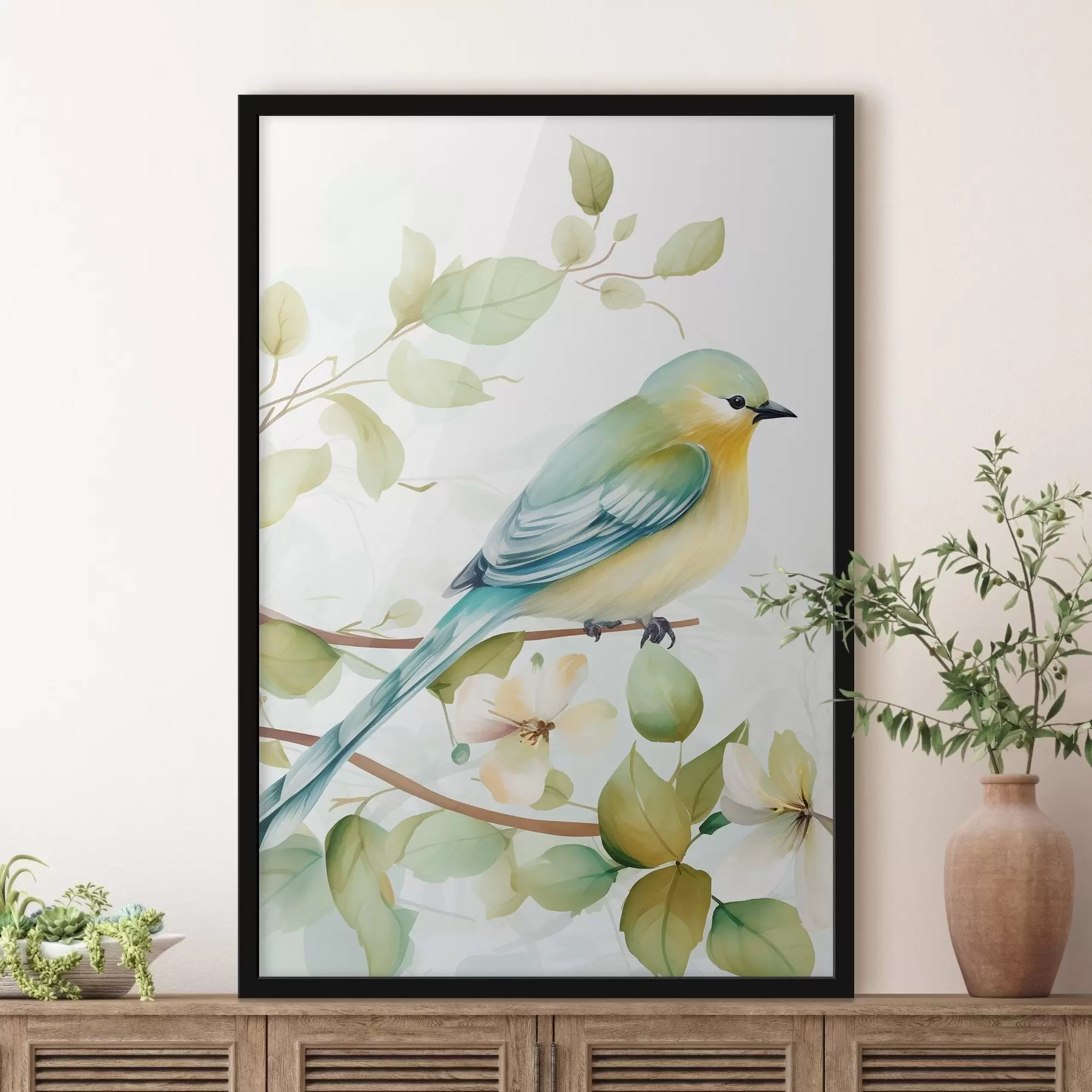 murales de pared Herrerillo en una rama f46891