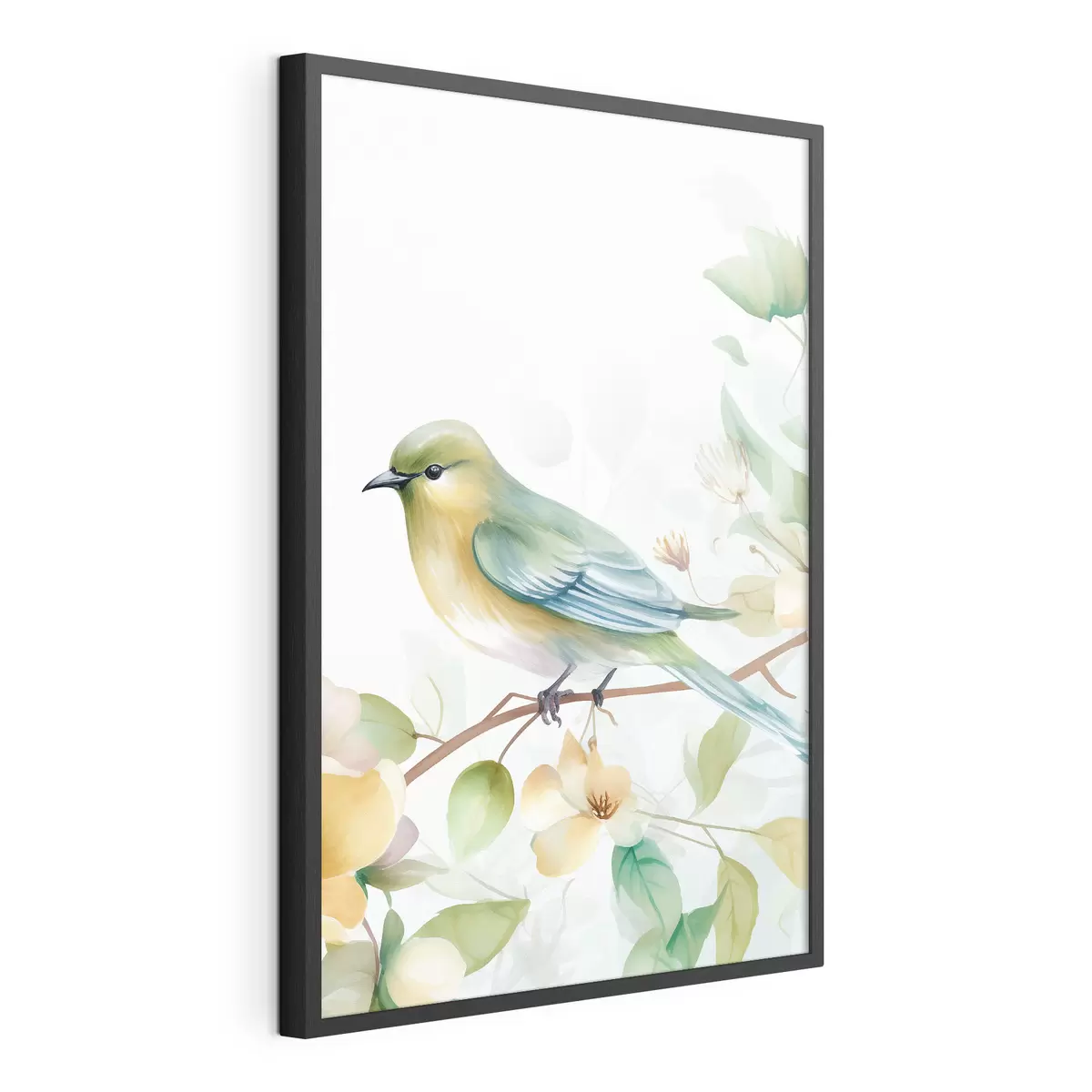 Poster Herrerillo en una rama, imitación acuarela f46892