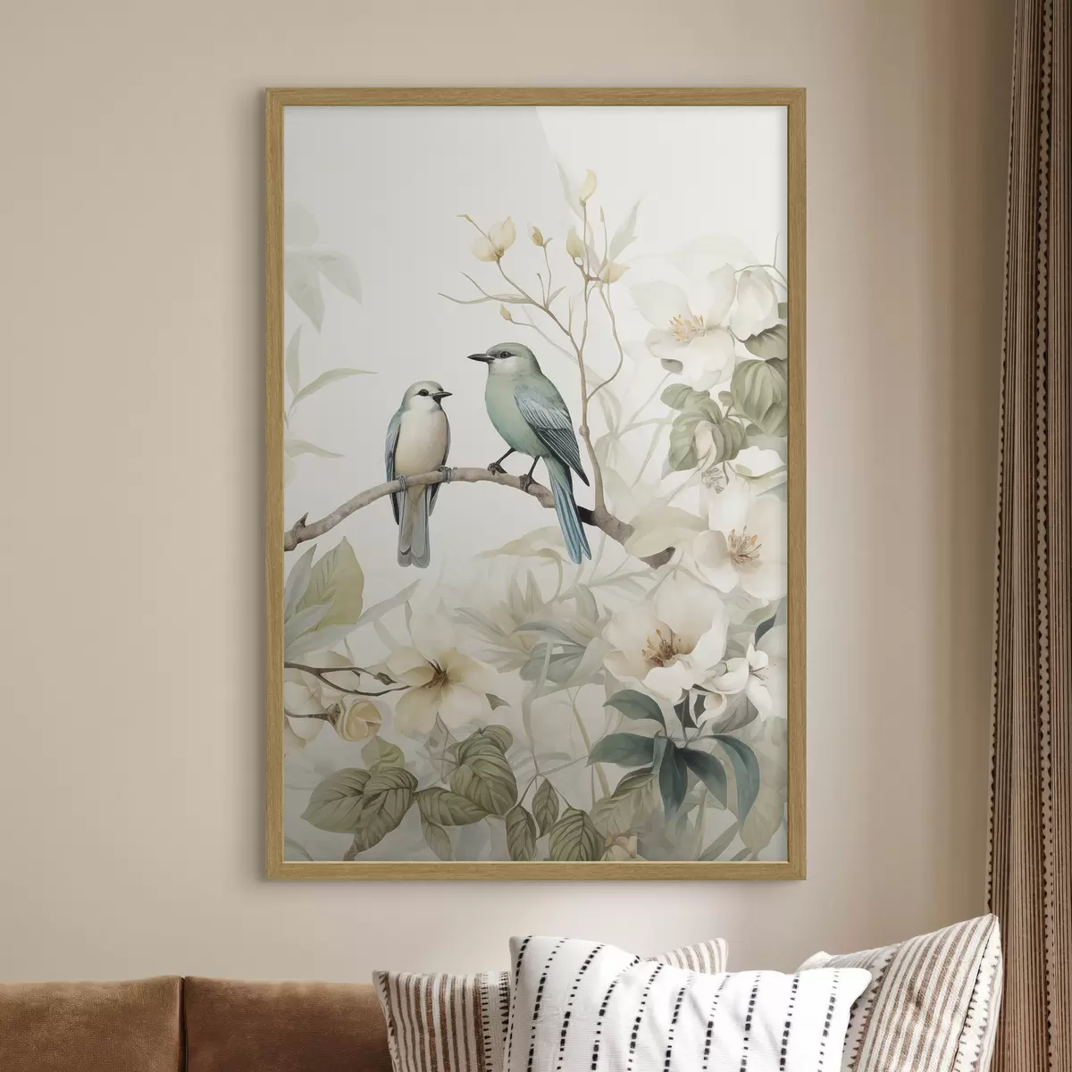 Poster Dos pájaros en ramas de jazmín f46896