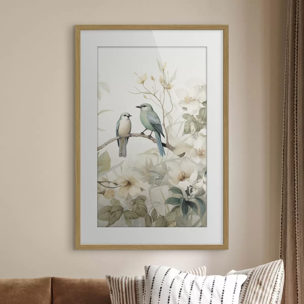 Poster Dos pájaros en ramas de jazmín f46896