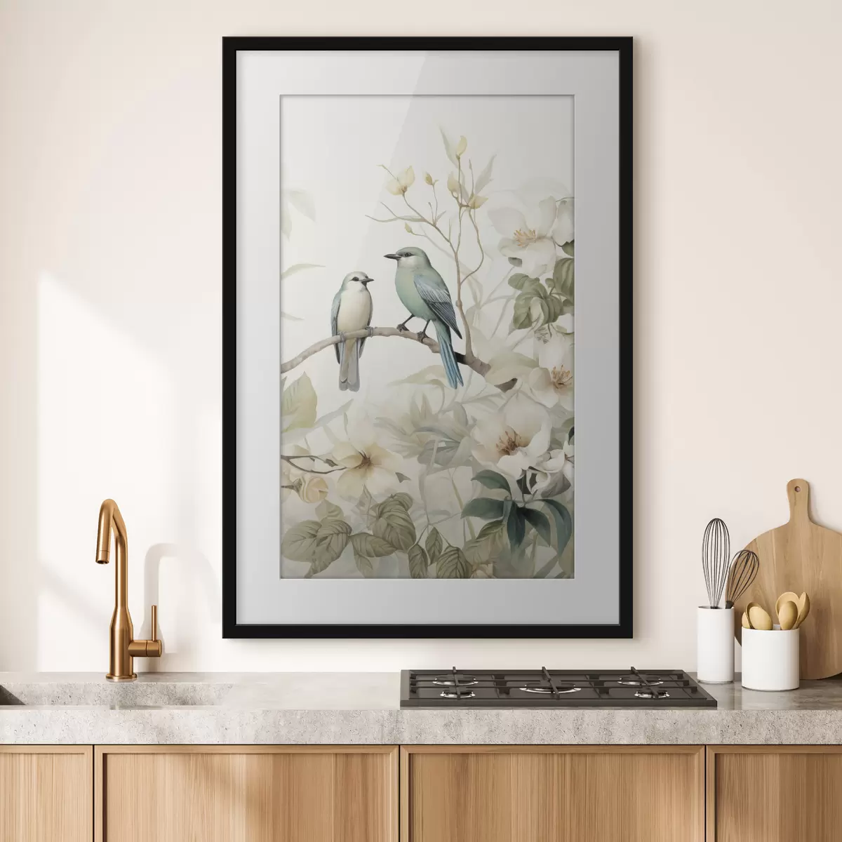 Poster Dos pájaros en ramas de jazmín f46896