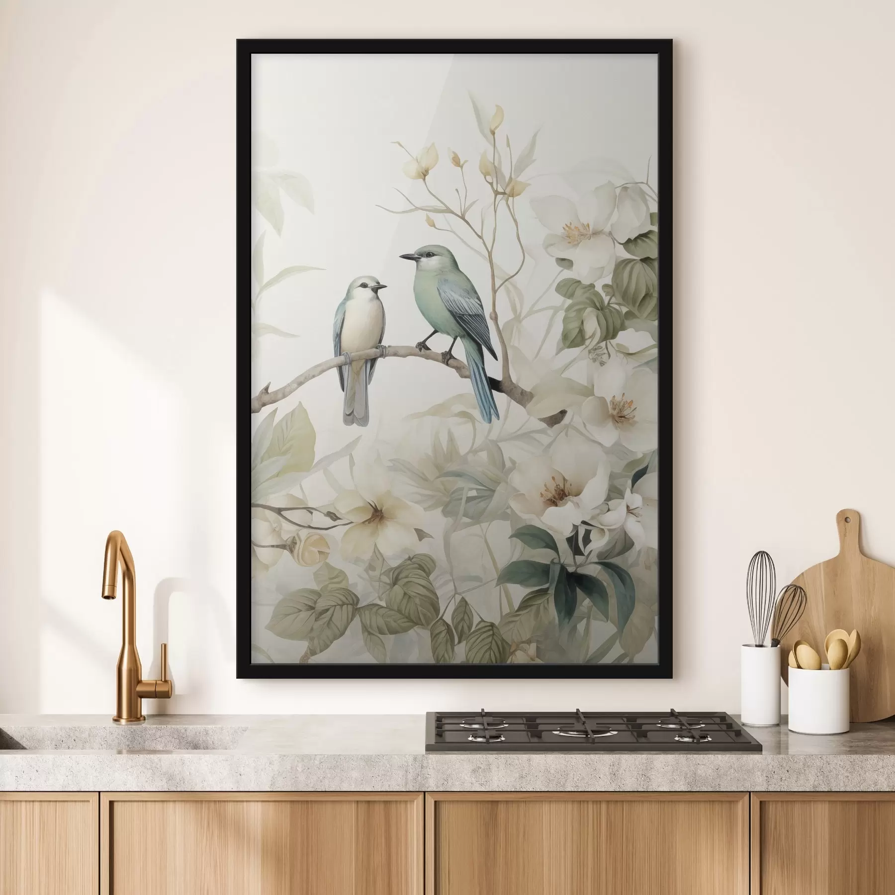 murales de pared Dos pájaros en ramas de jazmín f46896