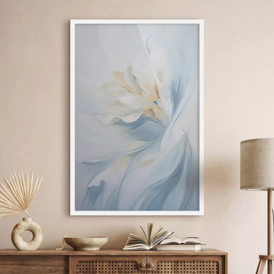 murales de pared Pétalos abstractos, delicados y translúcidos que se arremolinan hacia dentro con una iluminación suave y una textura pictórica. f47436