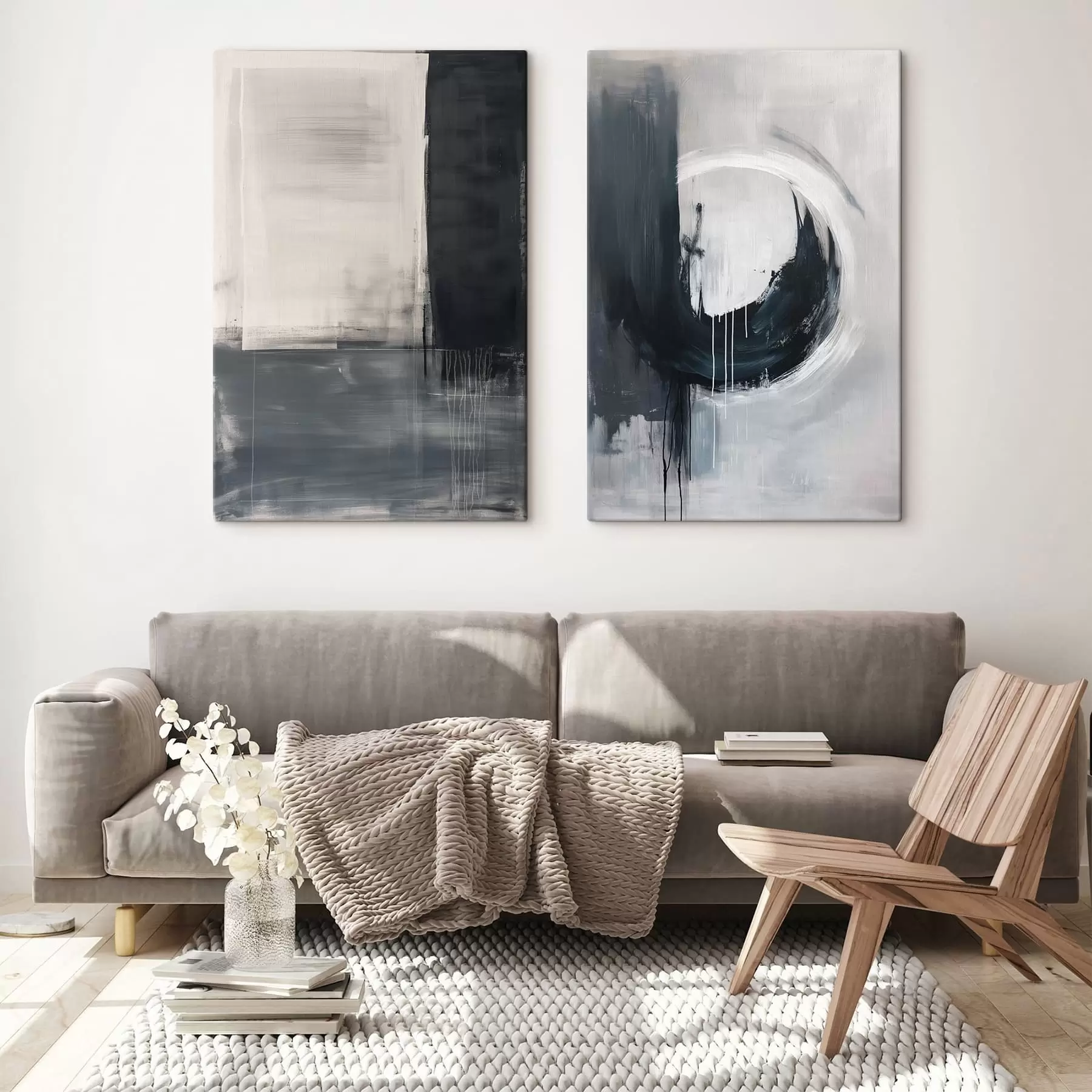 murales de pared Composición abstracta en tonos blanco y negro m01217