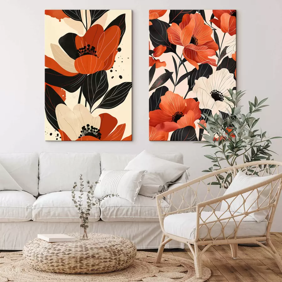 murales de pared Composición floral en tonos cálidos m01228