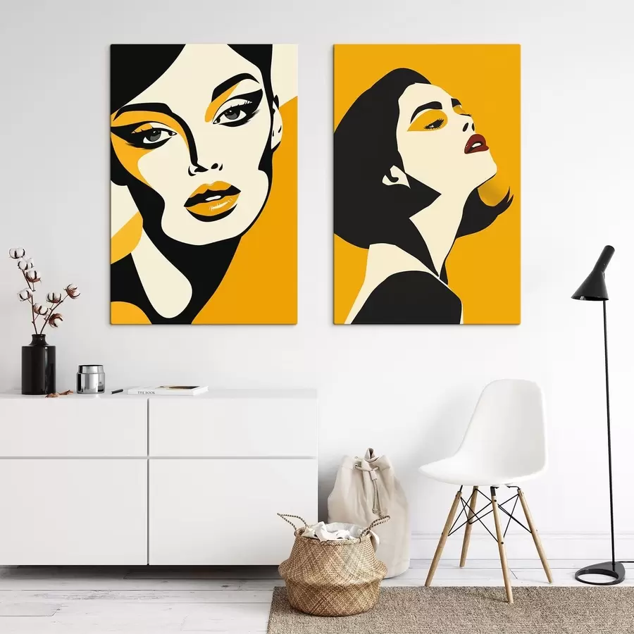 murales de pared Retrato femenino en tonos amarillos m01229