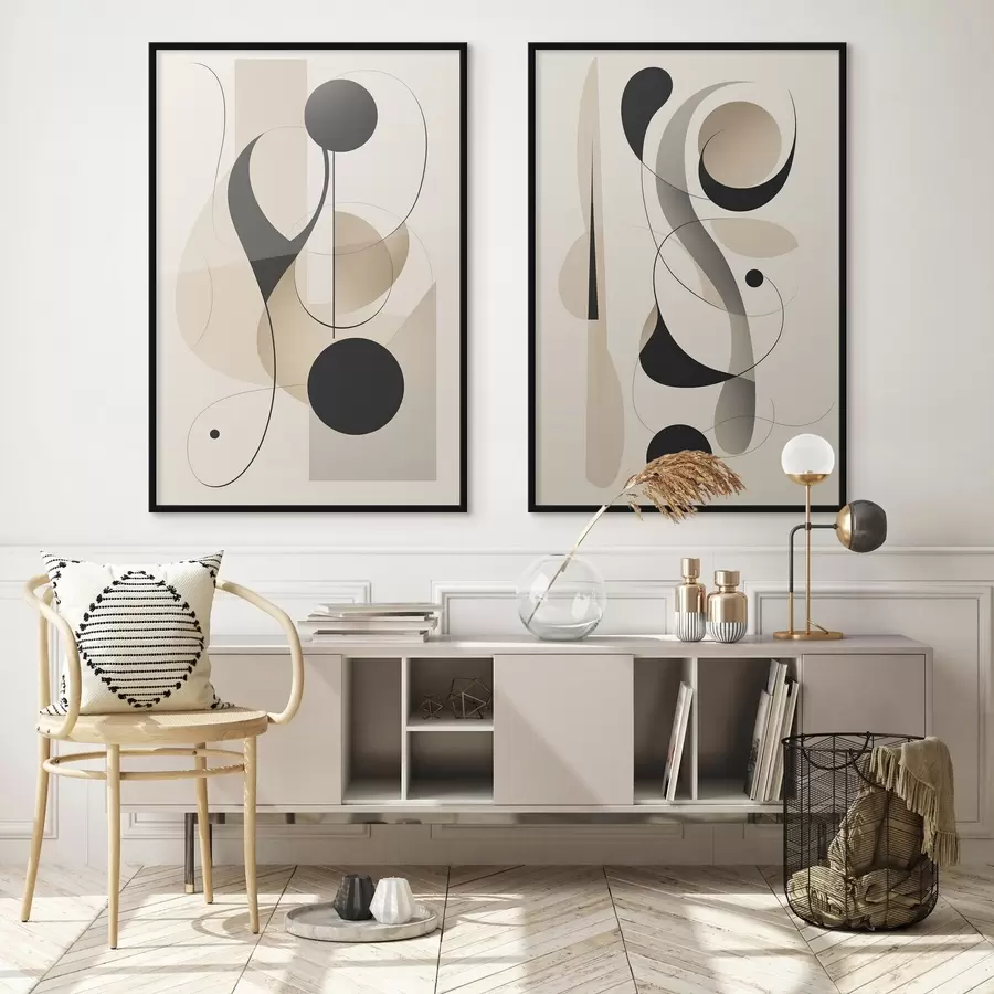 murales de pared Composición abstracta con curvas y formas d00538