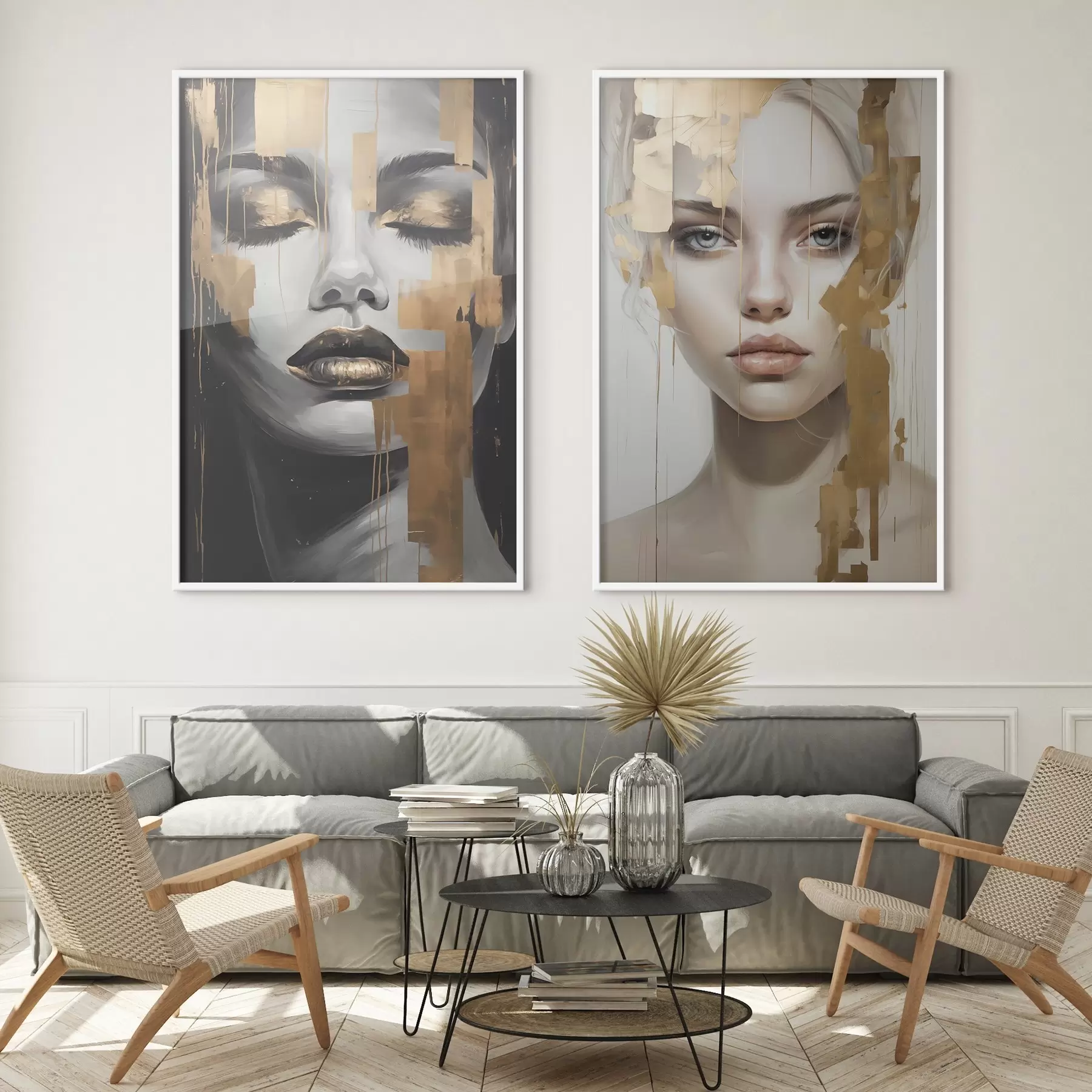 murales de pared Retrato femenino en blanco y negro d00544