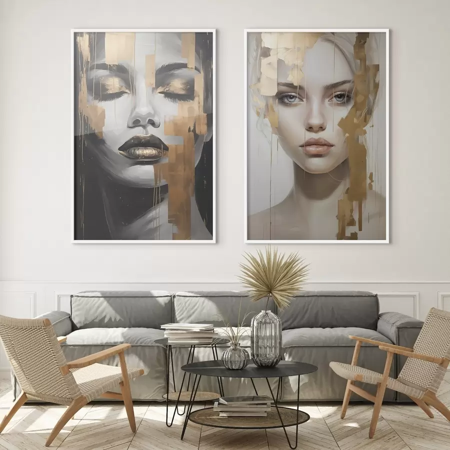 murales de pared Retrato femenino en blanco y negro d00544