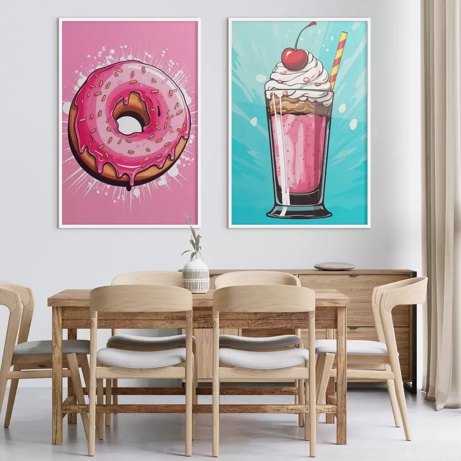 murales de pared Donut y batido d00553