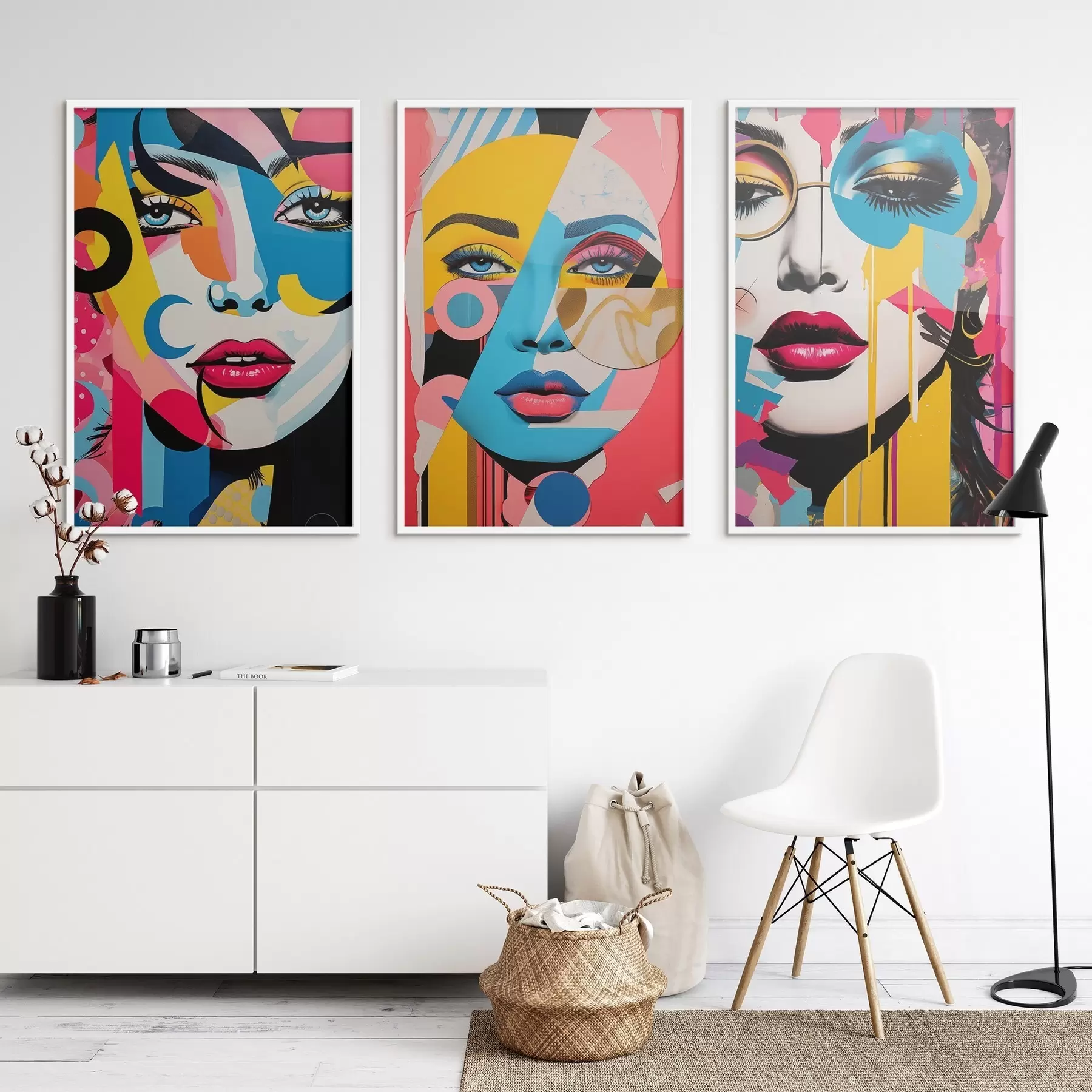 murales de pared Abstracción de rostros de colores d00557