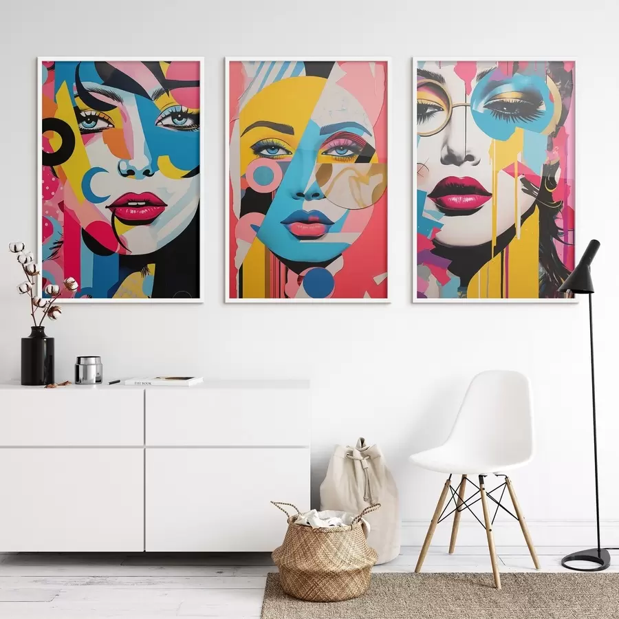 murales de pared Abstracción de rostros de colores d00557