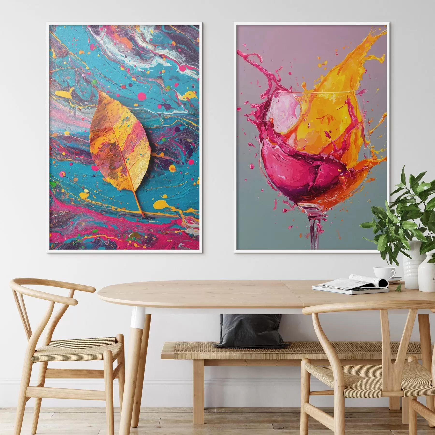 murales de pared Abstracción expresiva con elementos de la naturaleza y bebidas d00570