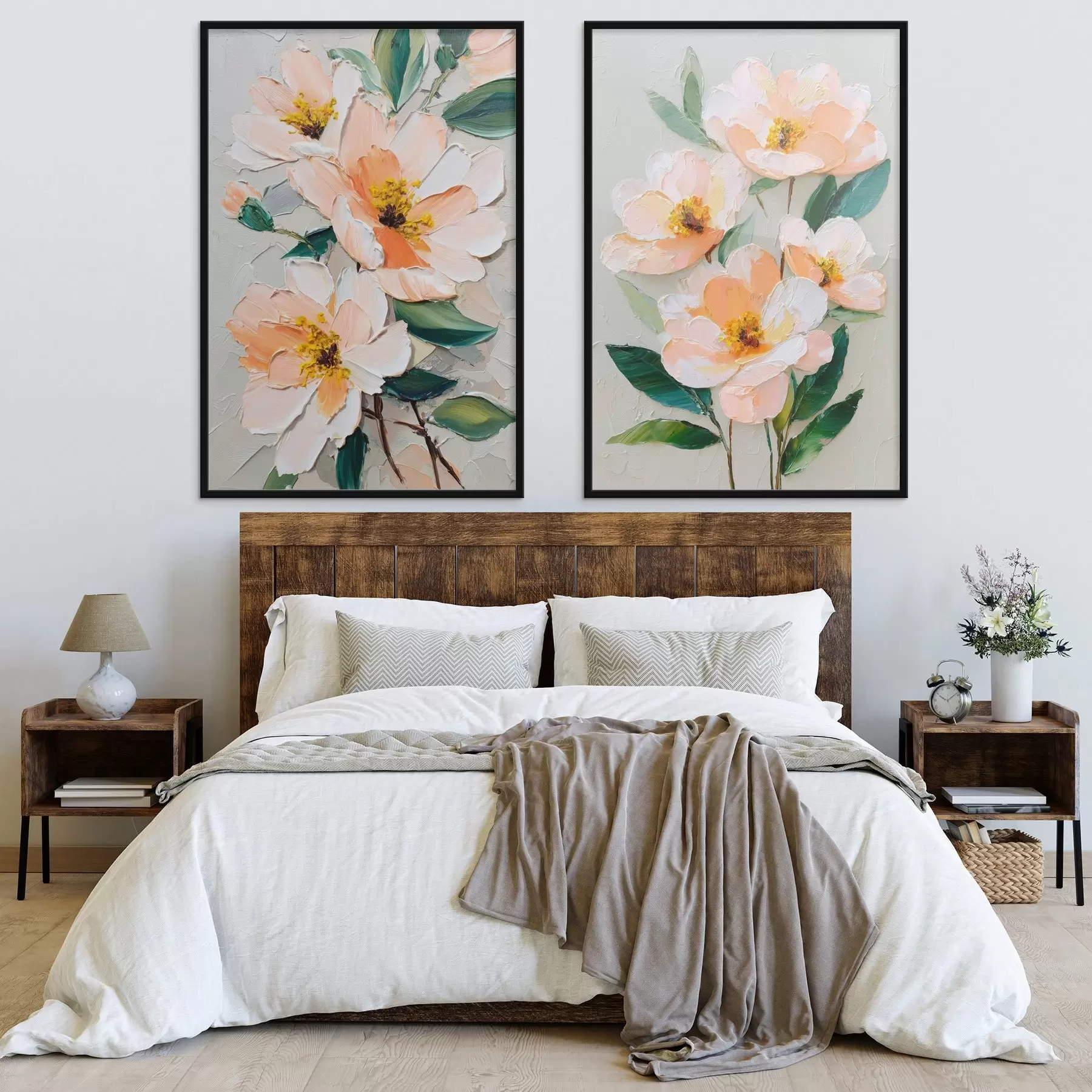 murales de pared Pintura al impasto que combina un gran ramo con flores individuales d00579