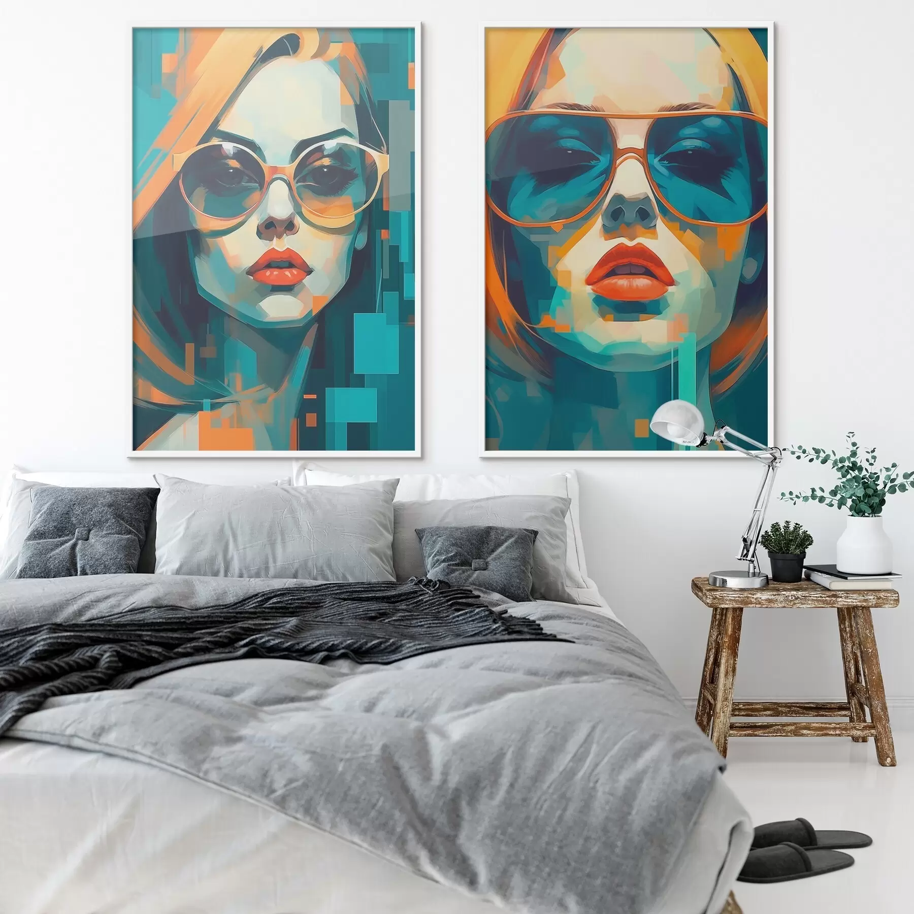 murales de pared Retratos femeninos con gafas al estilo de la abstracción digital d00587
