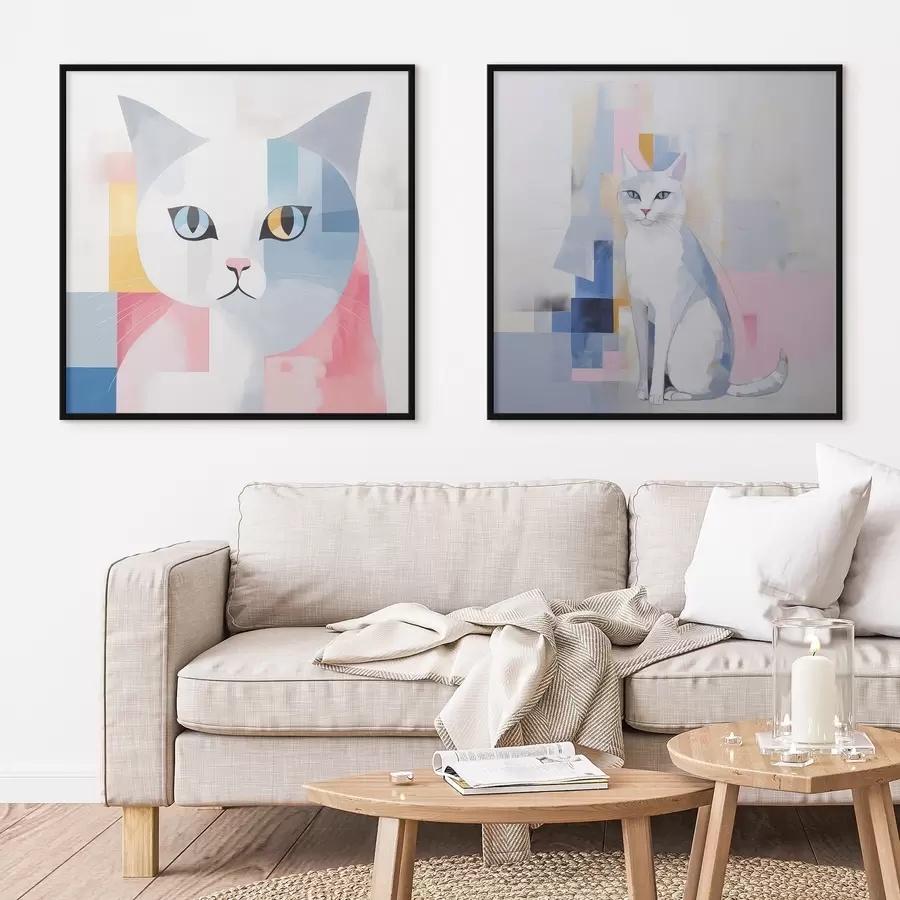 murales de pared gato abstracto d00592