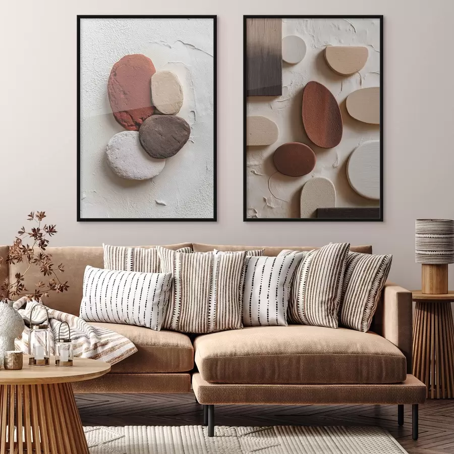 murales de pared Composiciones abstractas con formas geométricas volumétricas sobre fondo texturizado d00597