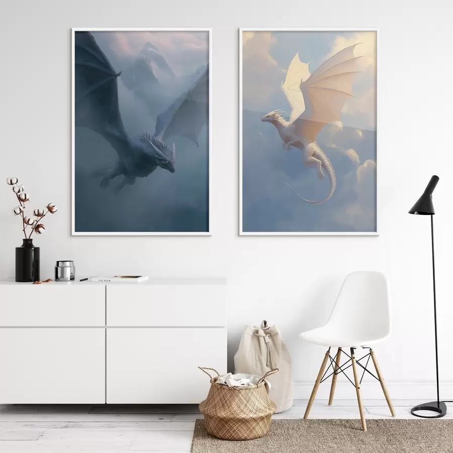 murales de pared Dragones en el cielo d00600