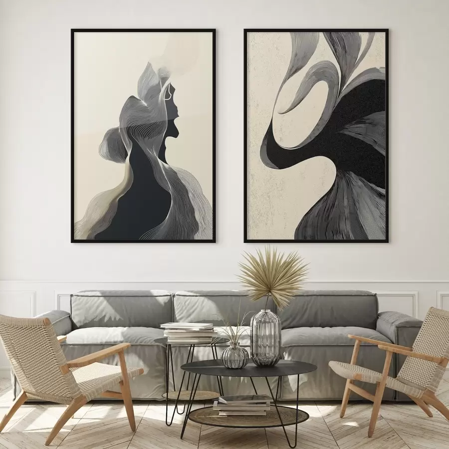 murales de pared Relieve ondulado abstracto con curvas suaves d00601