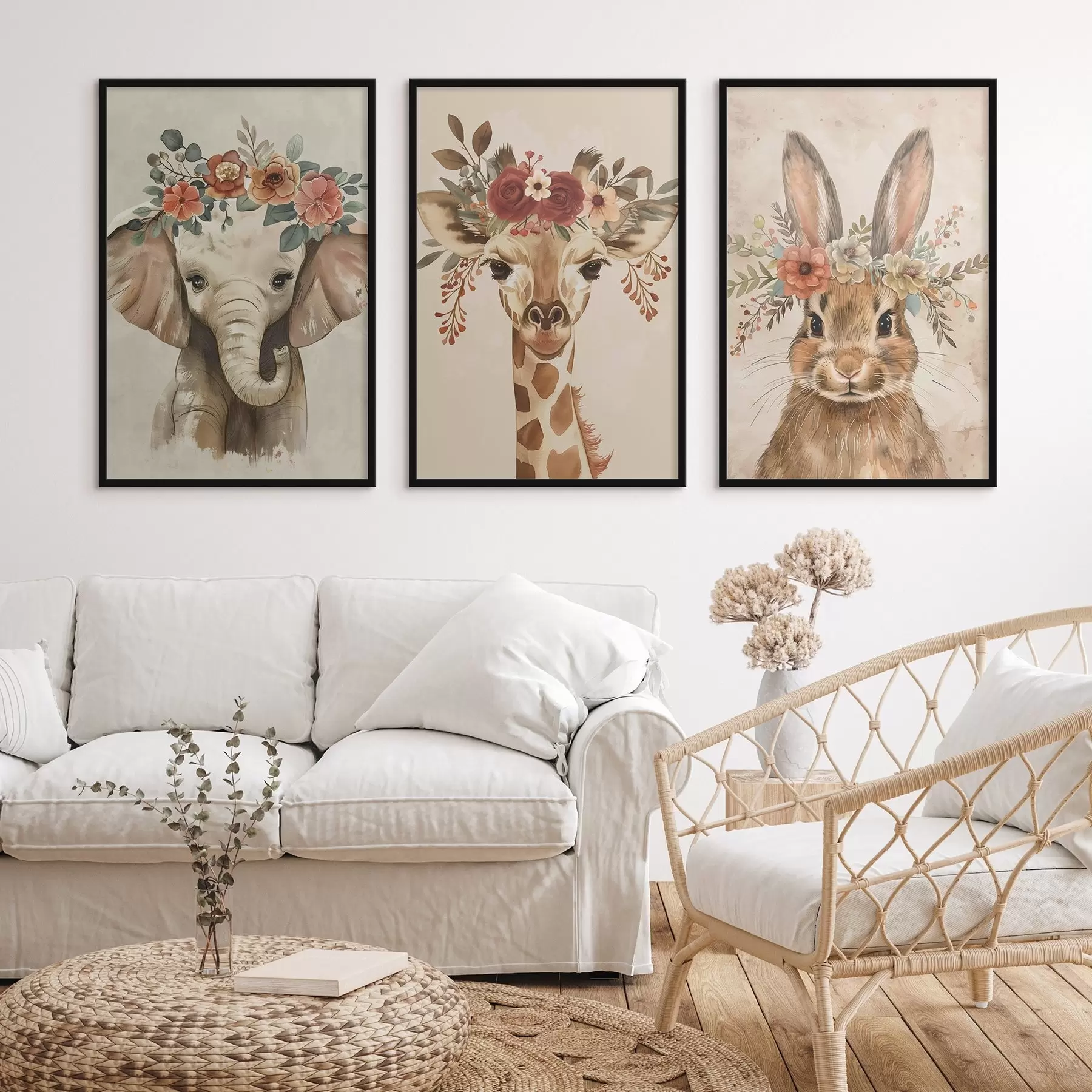 murales de pared Simpáticos animales en estilo acuarela d00614