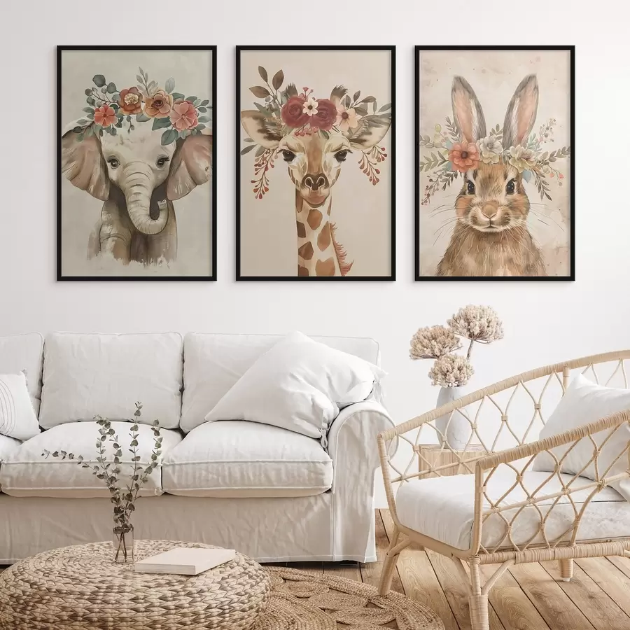 murales de pared Simpáticos animales en estilo acuarela d00614