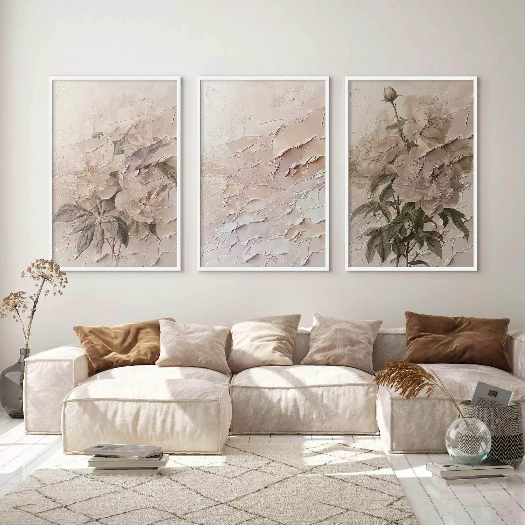 murales de pared Ramo de peonías y efecto de trazo de pintura d00616