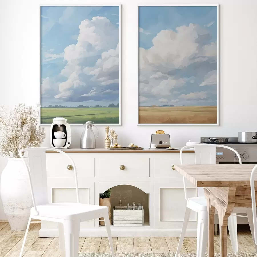 murales de pared Campo contra el cielo con enormes nubes d00624