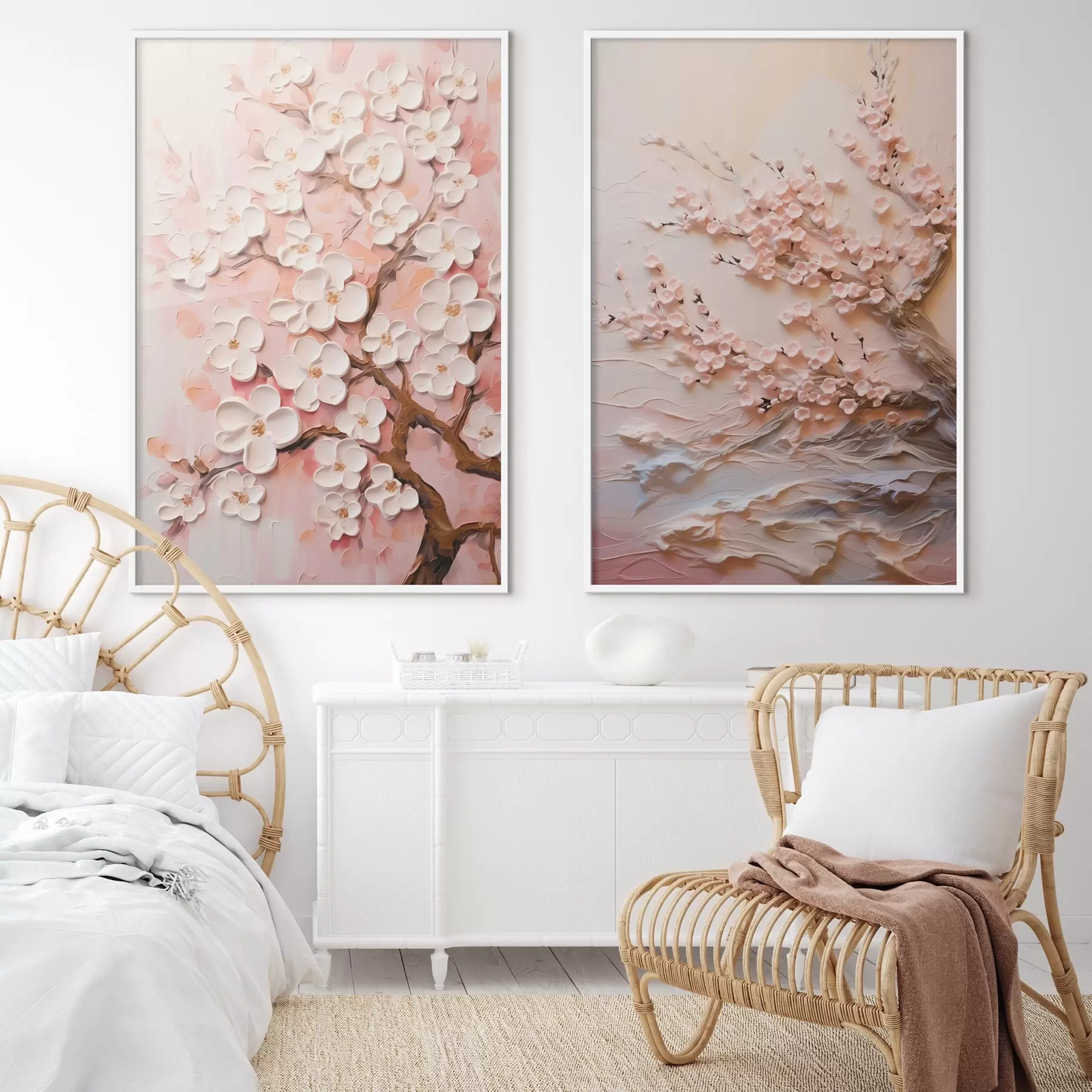 murales de pared Sakura en flor: composición en estilo impasto d00638