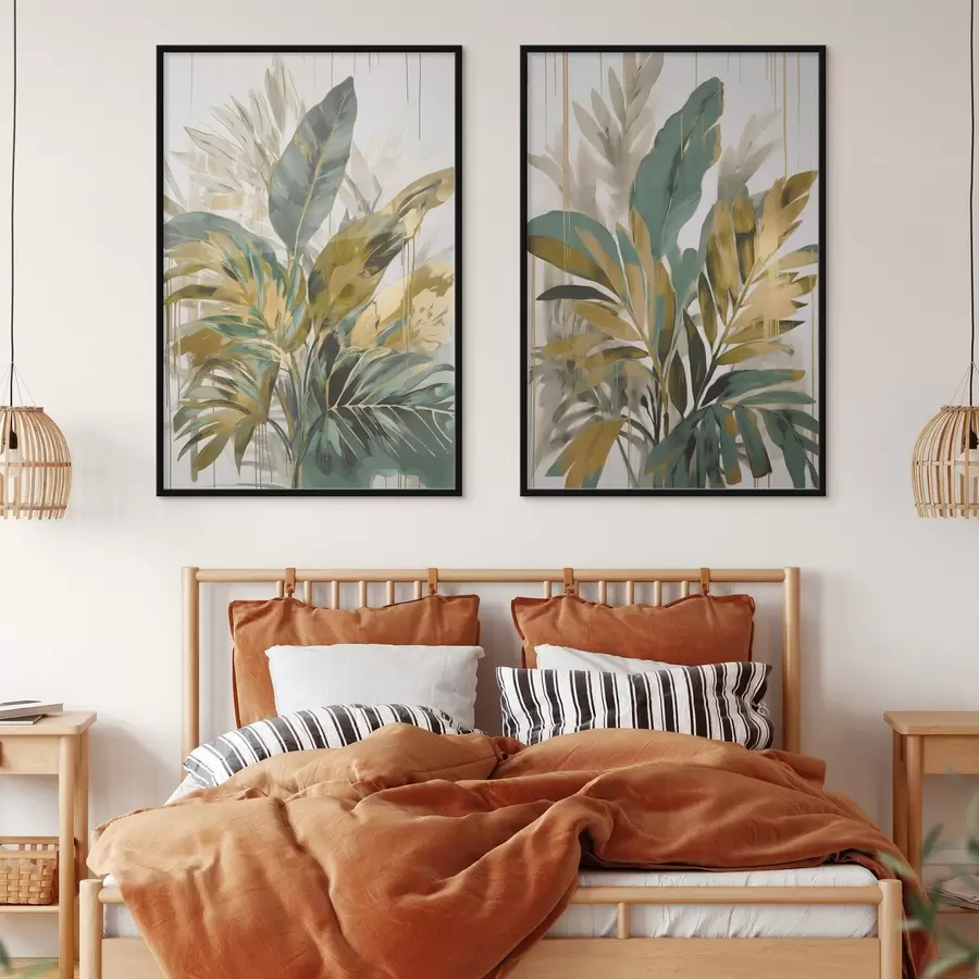 murales de pared Hojas tropicales abstractas d00671