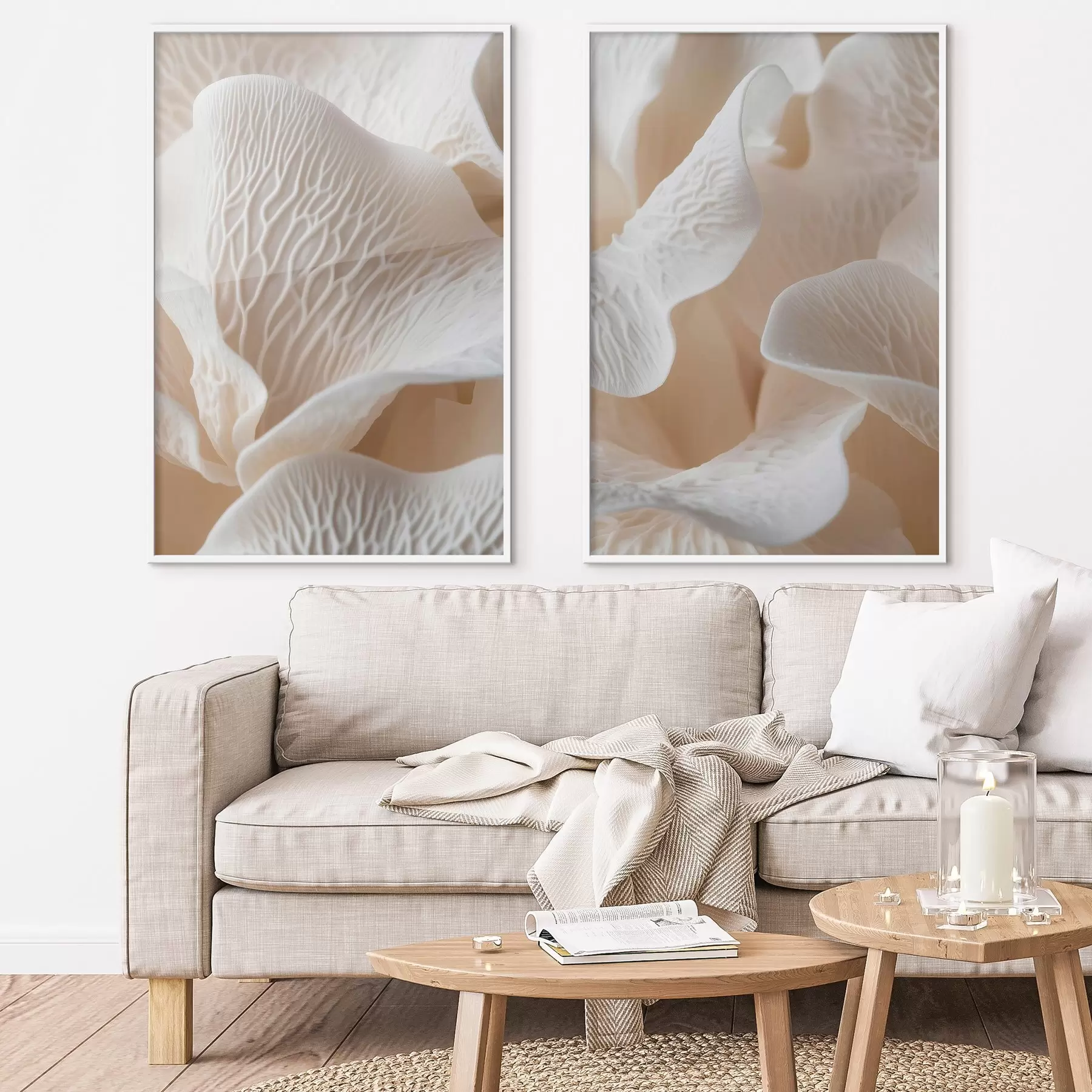 murales de pared pétalos con vetas en tonos beige d00697