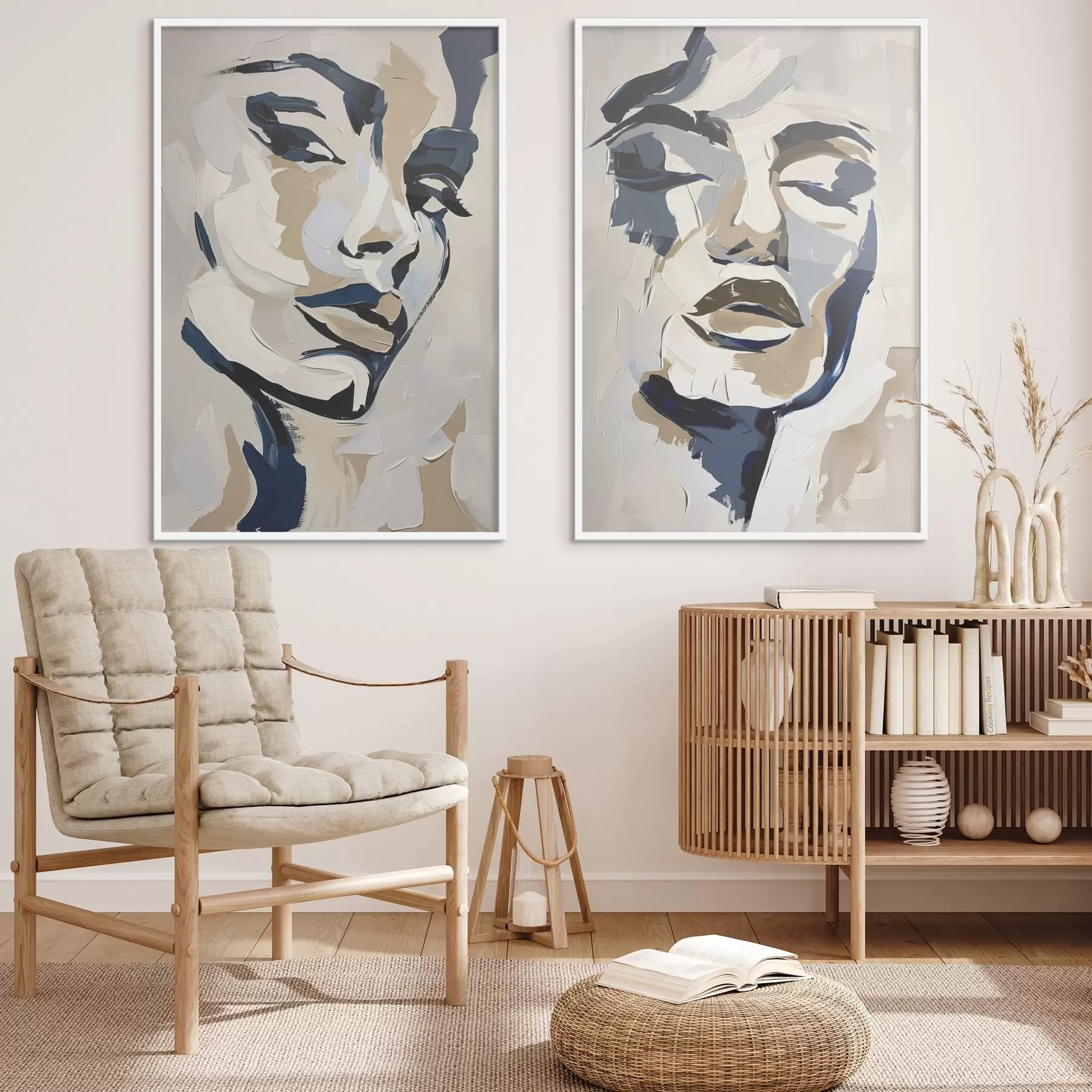 murales de pared Rostros abstractos de mujeres con pinceladas imitativas d00713