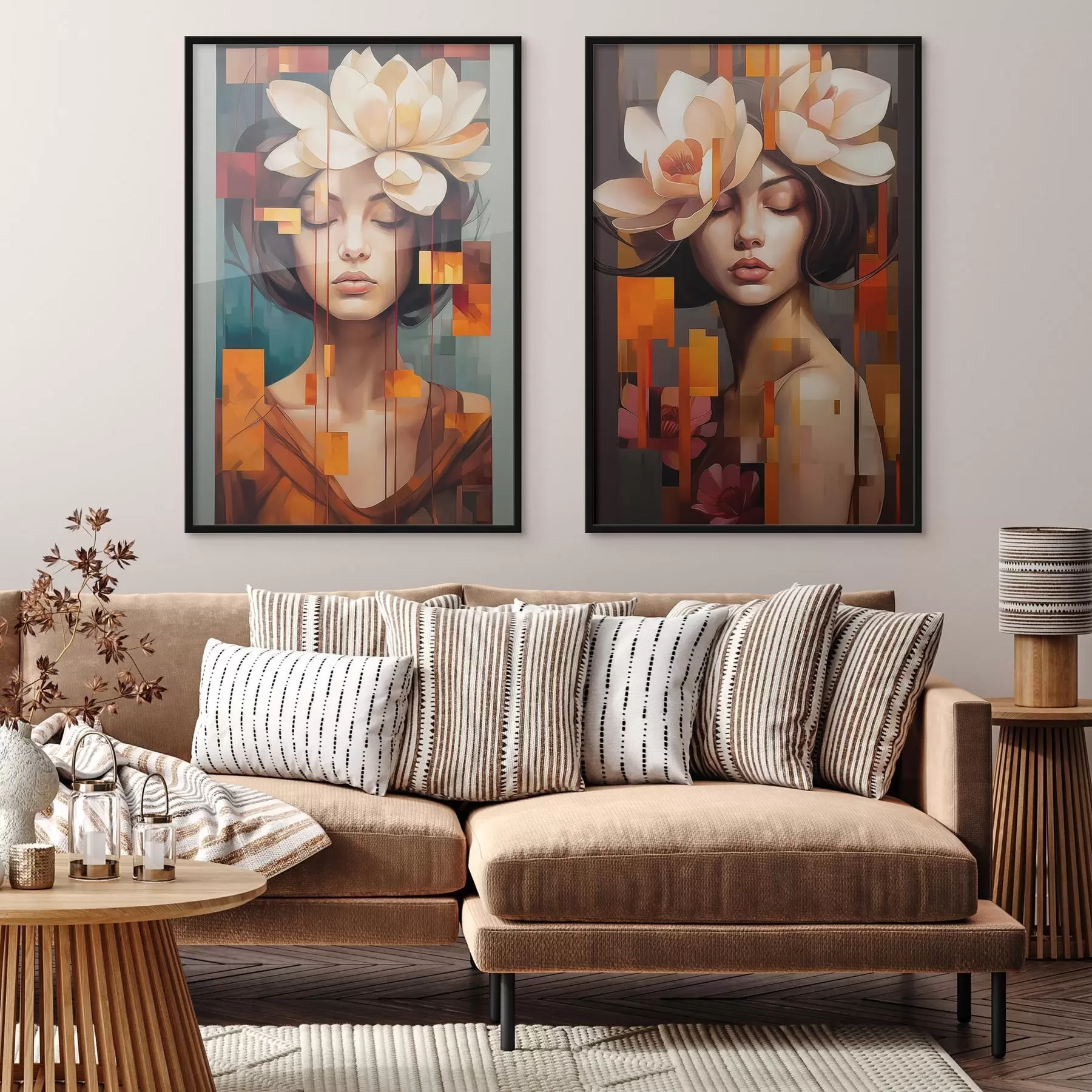 murales de pared Mujer con flores d00734