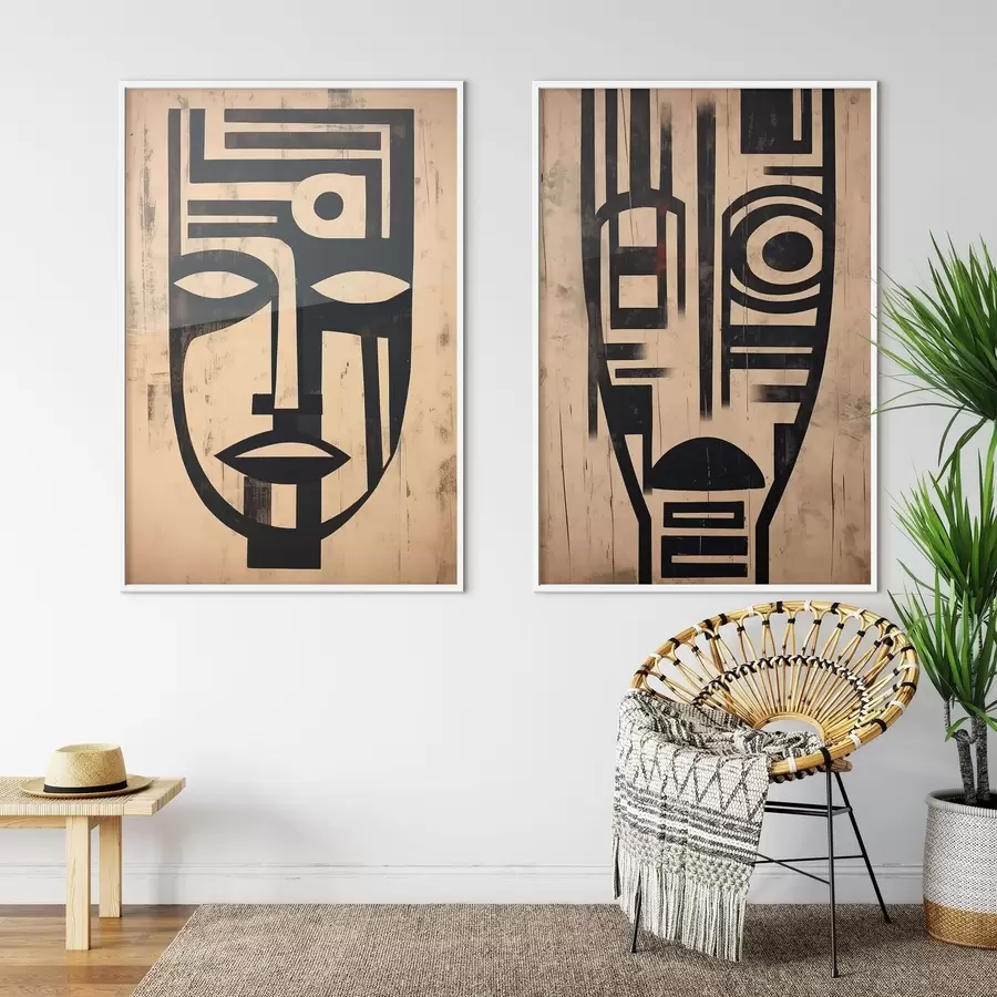 murales de pared Máscaras abstractas d00776