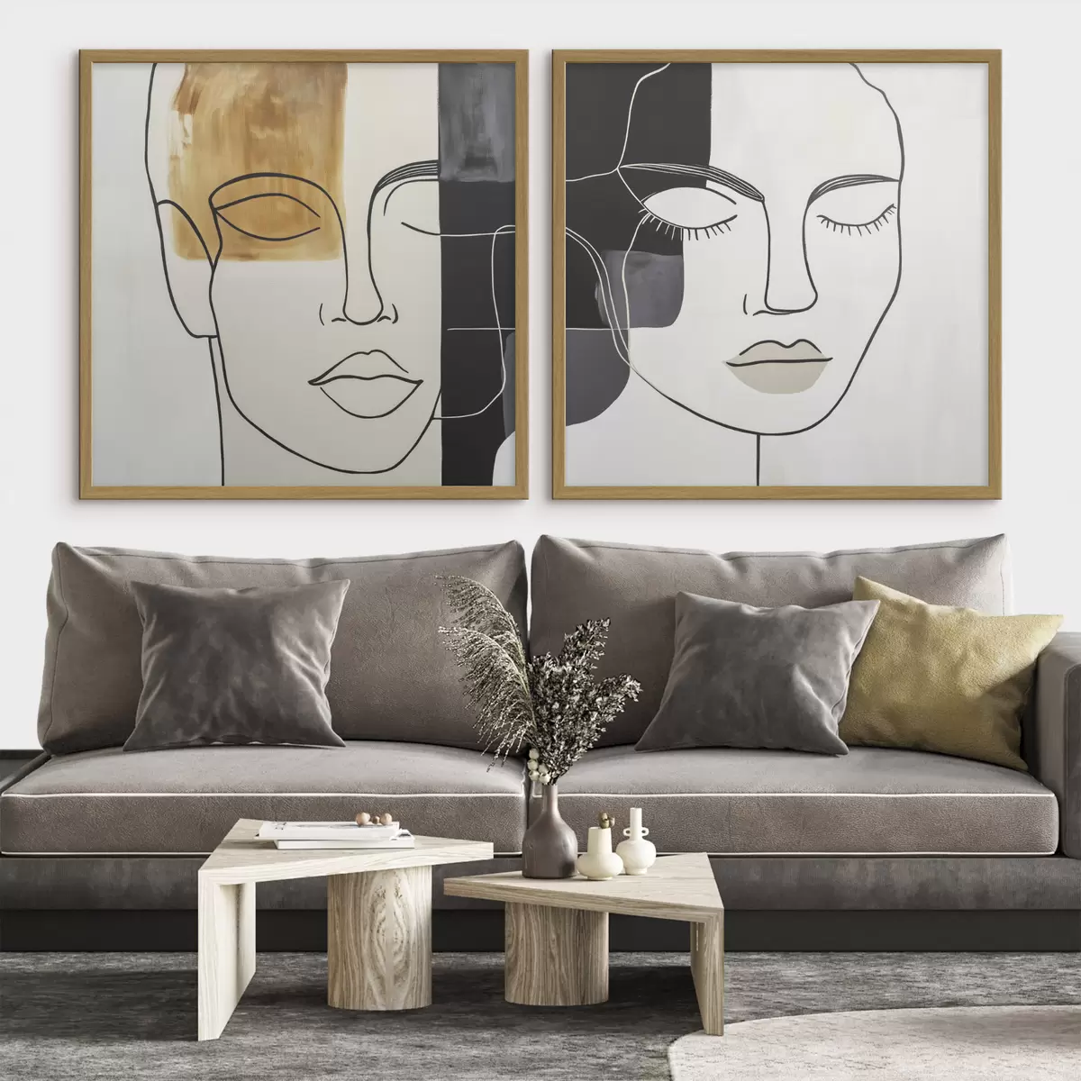 Poster Retratos abstractos de un hombre y una mujer d00720