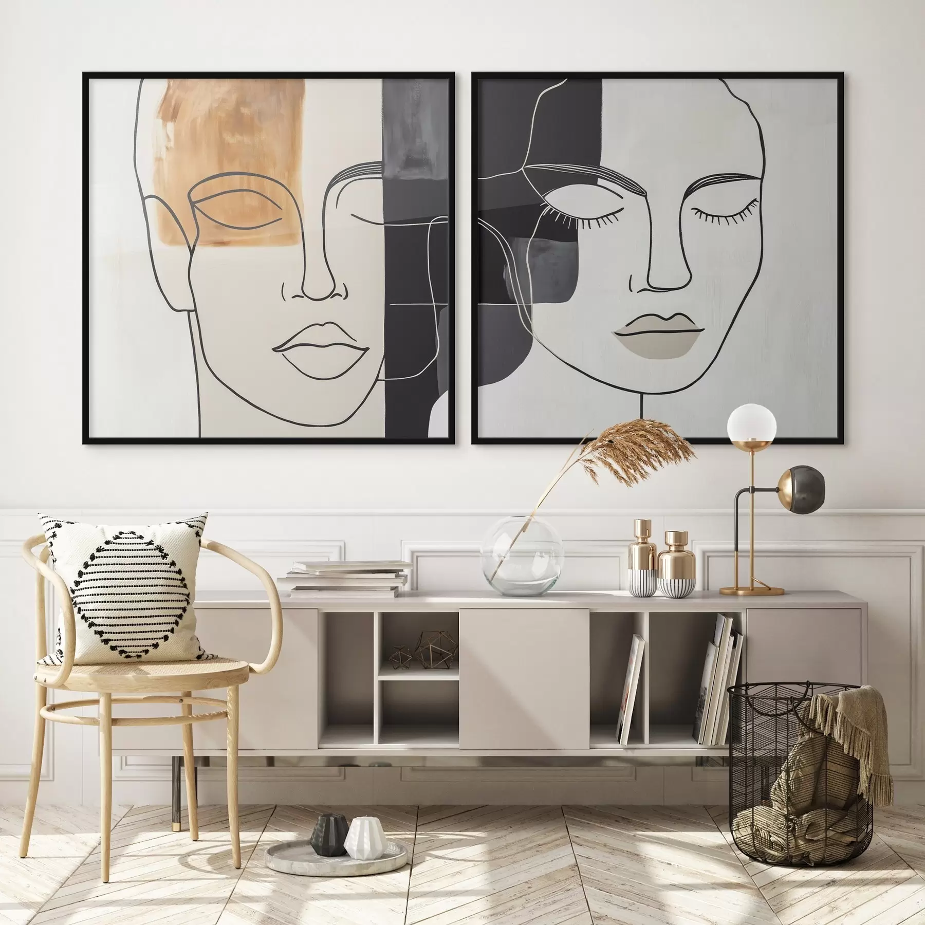 murales de pared Retratos abstractos de un hombre y una mujer d00720