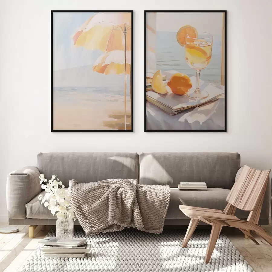 murales de pared Paisaje de playa y cóctel en una copa d00793