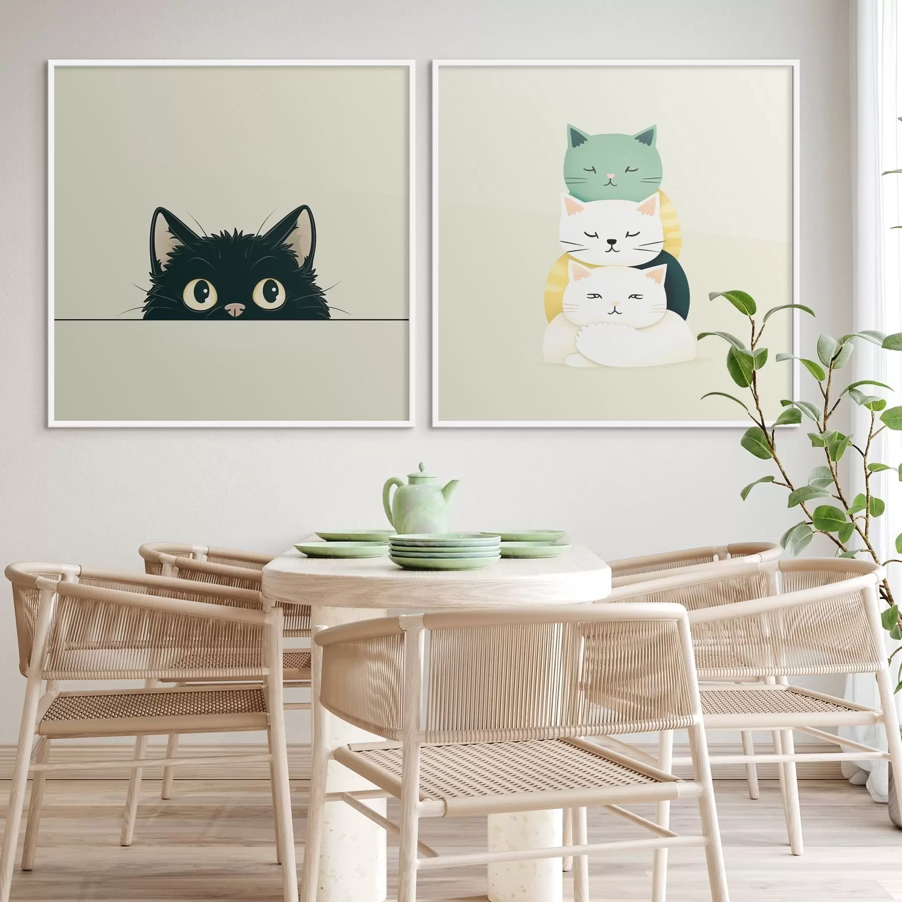 murales de pared Gatos animalescos en estilo ilustrativo d00707