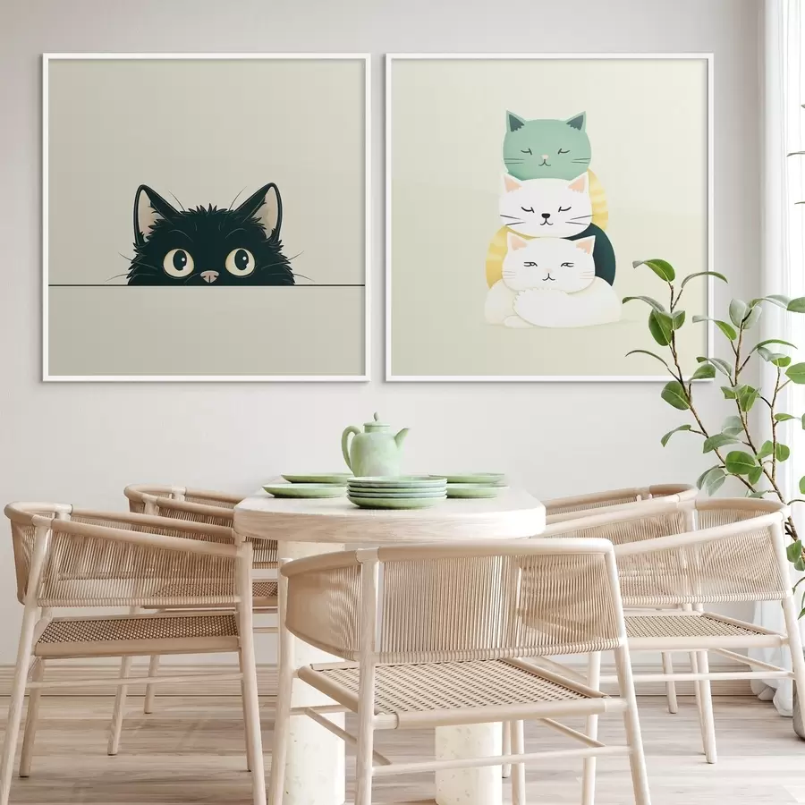 murales de pared Gatos animalescos en estilo ilustrativo d00707