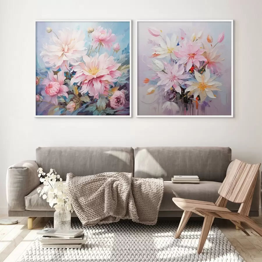 murales de pared Peonías rosas en estilo acuarela d00709