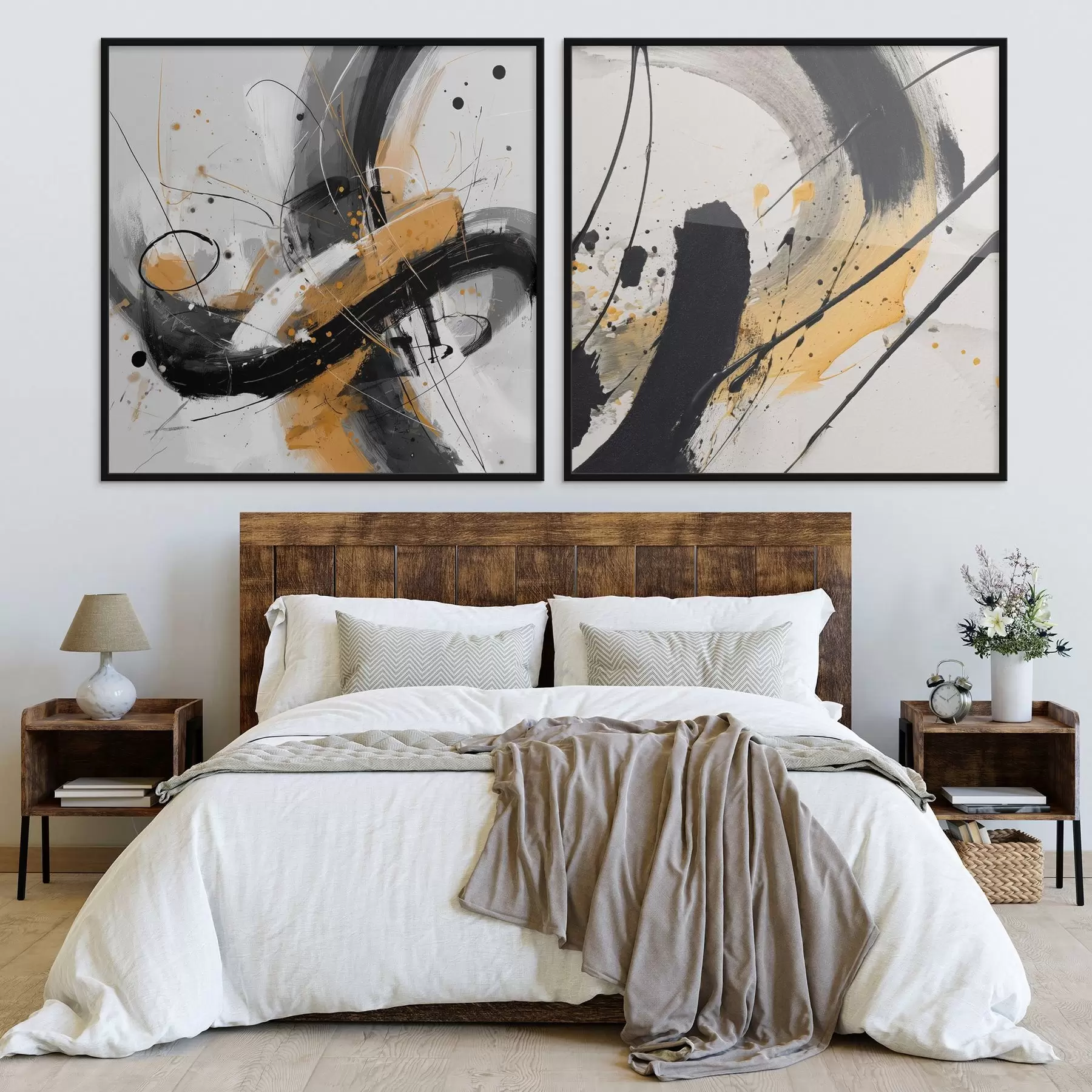 murales de pared Expresión en tonos amarillos y negros d00739