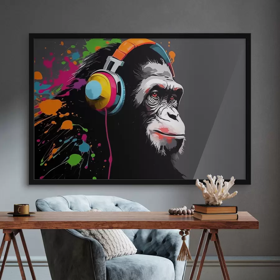 murales de pared Mono con auriculares f47385