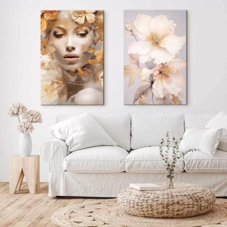 murales de pared Niña y flores delicadas m01251