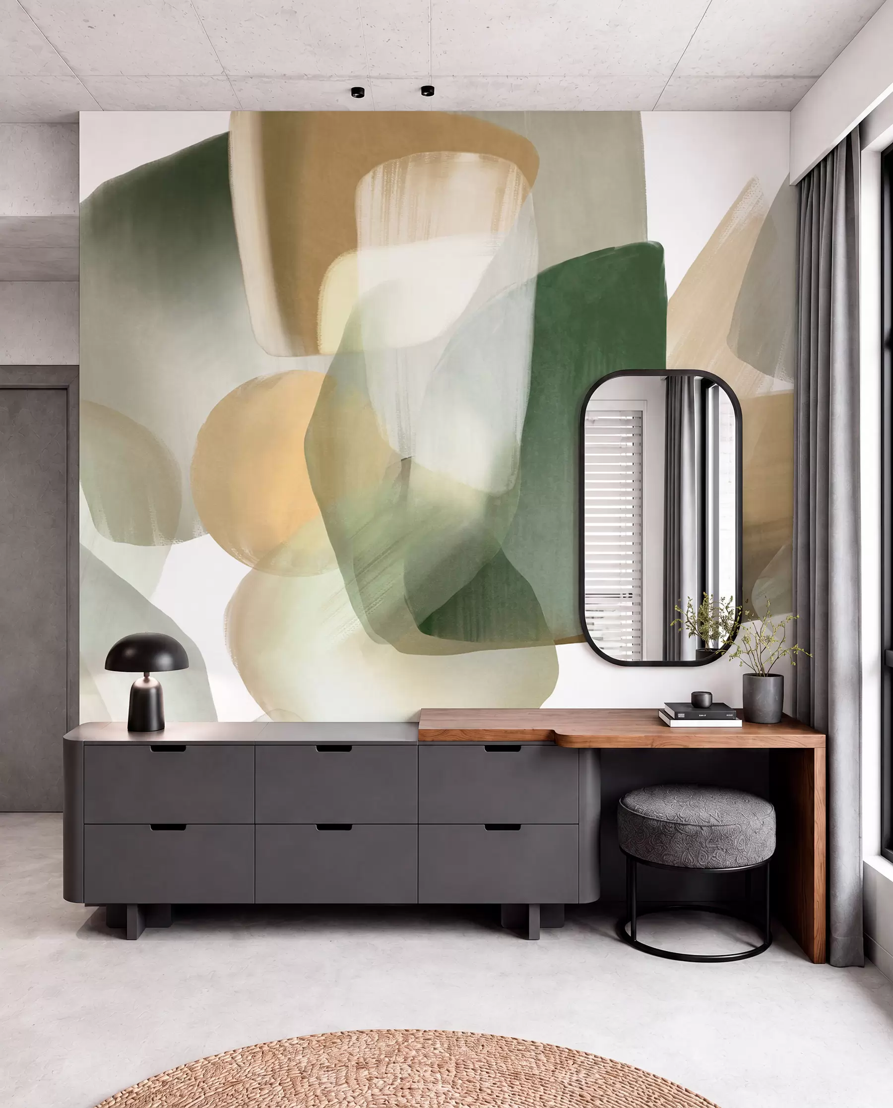 murales de pared Formas oliva superpuestas w09642