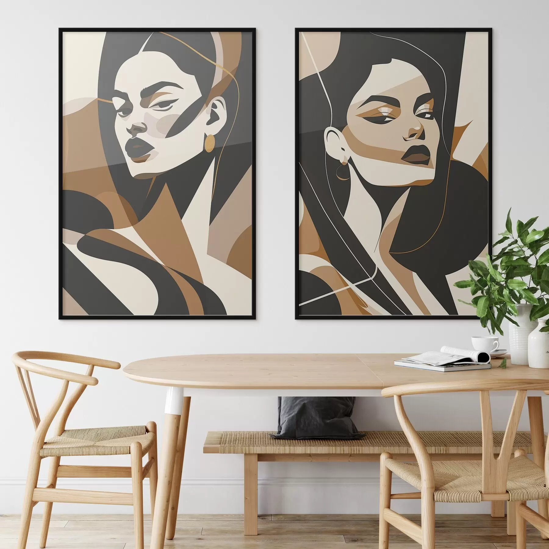 murales de pared Retratos abstractos de mujeres d01075