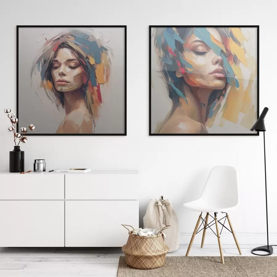 murales de pared Retrato abstracto de una mujer d01081