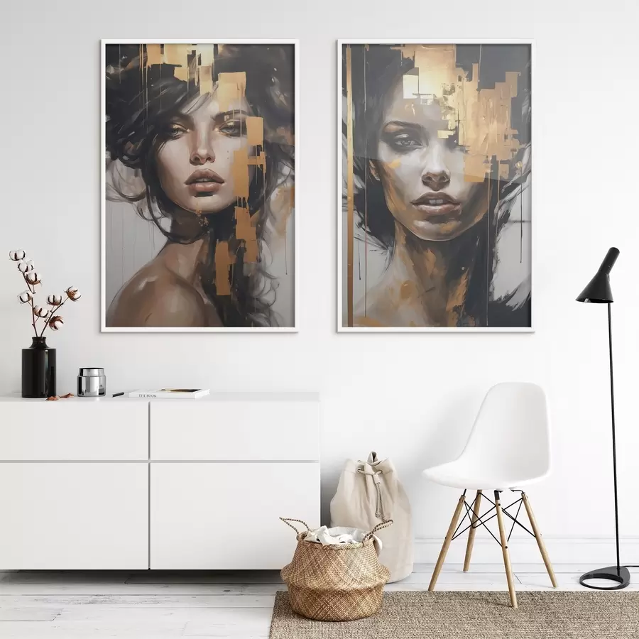 murales de pared Retrato abstracto de una niña d01082