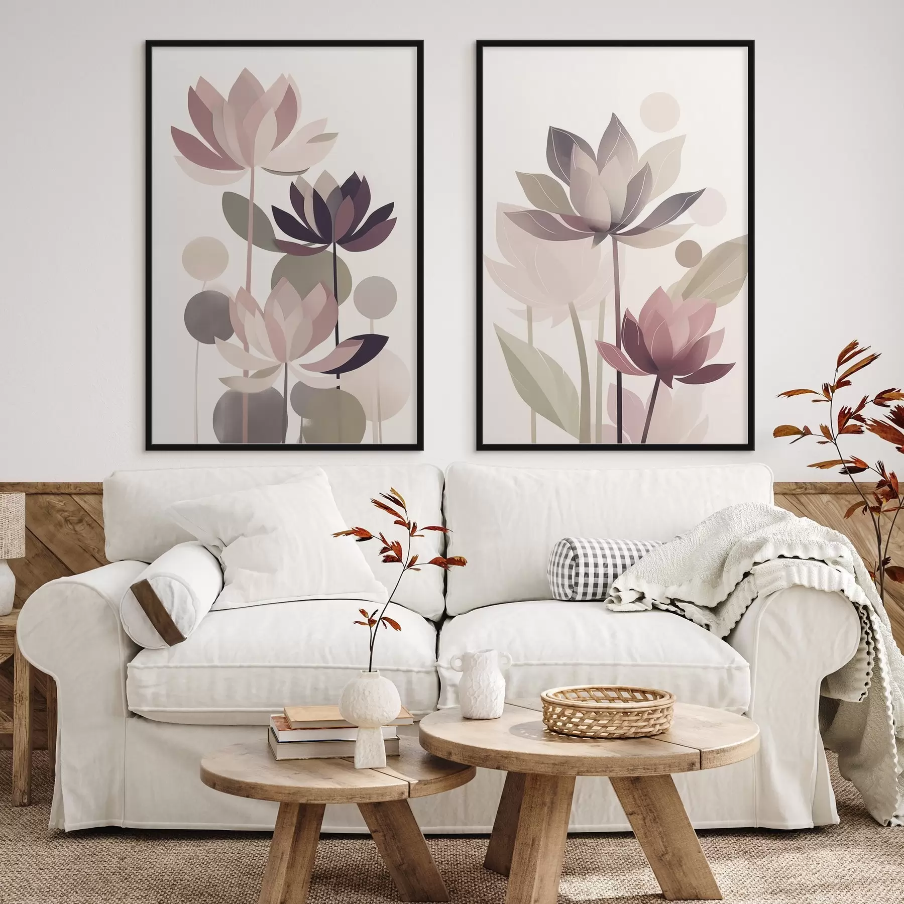 murales de pared Flores de loto abstractas d01110