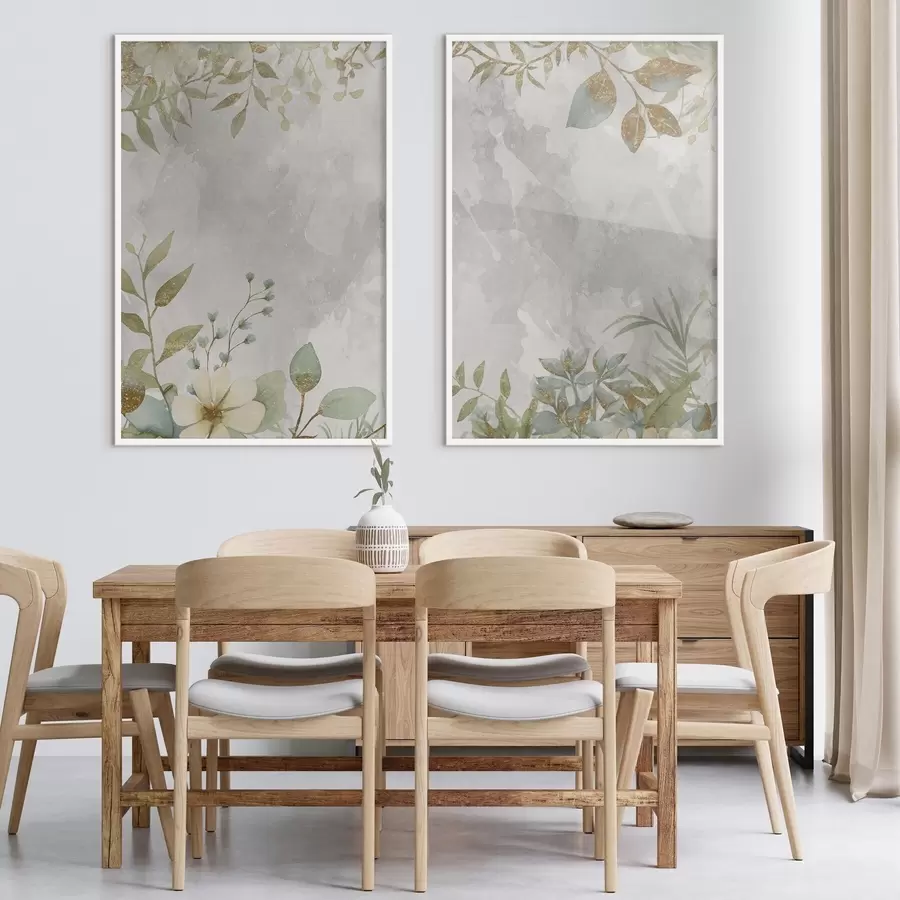 murales de pared Plantas delicadas sobre un fondo gris claro d01070